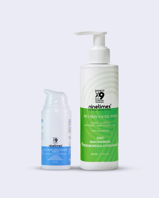 روتين العلاج و الترطيب الاقوى لبشرتك (غسول النياسيناميد + سيروم الهيالورونيك)